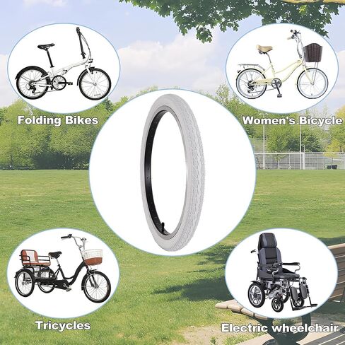 2Sets 20x1.75 White Bike Tires and Tubes, 20 Inch Bike Tire Puncture Resistant Folding Street Bike Tire Sets 47-406 Compatible with Road Street Bicycle E-Bike Wheelchair Low Resistance in Saudi Arabia