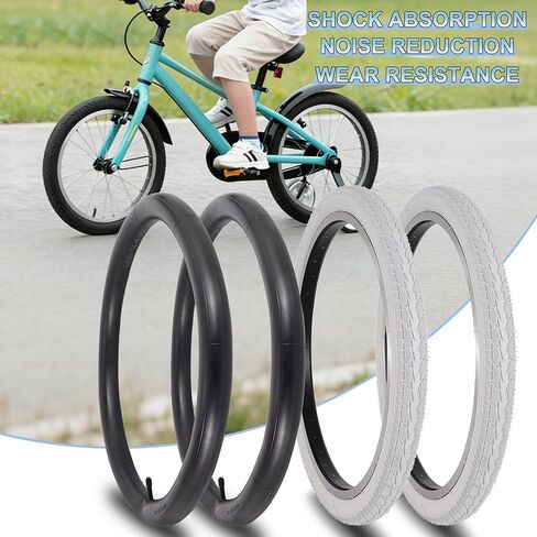 2Sets 20x1.75 White Bike Tires and Tubes, 20 Inch Bike Tire Puncture Resistant Folding Street Bike Tire Sets 47-406 Compatible with Road Street Bicycle E-Bike Wheelchair Low Resistance in Saudi Arabia