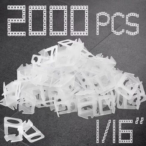 فواصل نظام تسوية البلاط 1/16 بوصة، 2000 قطعة مجموعة مشابك تسوية البلاط تمنع فواصل تسوية البلاط من أجل تركيب بلاط السيراميك والحجر الاحترافي (1/16 بوصة، 2000) in Kuwait