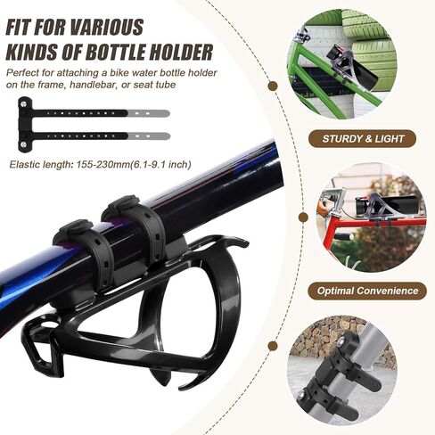 قاعدة تثبيت قفص حامل زجاجة مياه الدراجة PSLER، تركيب خالٍ من البراغي لإطارات 22-45 مم (0.86 بوصة - 1.77 بوصة)، حزام سيليكون مع لوحة فولاذية، محول لتركيب إطار الجبل/الطريق/الدراجة الإلكترونية، أسود in Saudi Arabia