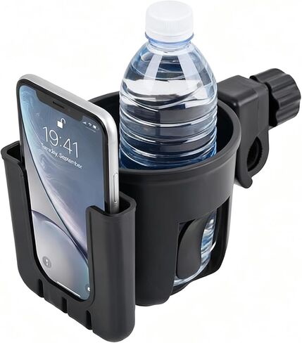 Universal Bike Cup Holder with Phone & Key Holder, Water Bottle Cage, Adjustable Handlebar Drink Can Mount for Bicycle, Motorcycle, Scooter, Black in Saudi Arabia