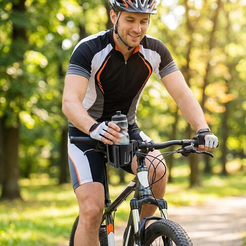 Universal Bike Cup Holder with Phone & Key Holder, Water Bottle Cage, Adjustable Handlebar Drink Can Mount for Bicycle, Motorcycle, Scooter, Black in Saudi Arabia