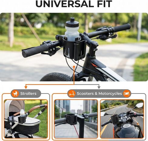 Universal Bike Cup Holder with Phone & Key Holder, Water Bottle Cage, Adjustable Handlebar Drink Can Mount for Bicycle, Motorcycle, Scooter, Black in Saudi Arabia