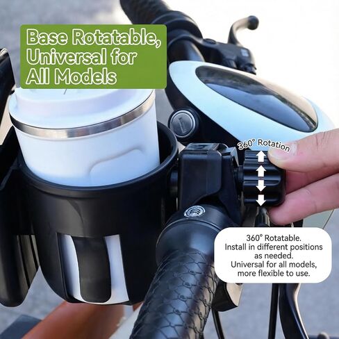 Universal Bike Cup Holder with Phone & Key Holder, Water Bottle Cage, Adjustable Handlebar Drink Can Mount for Bicycle, Motorcycle, Scooter, Black in Saudi Arabia