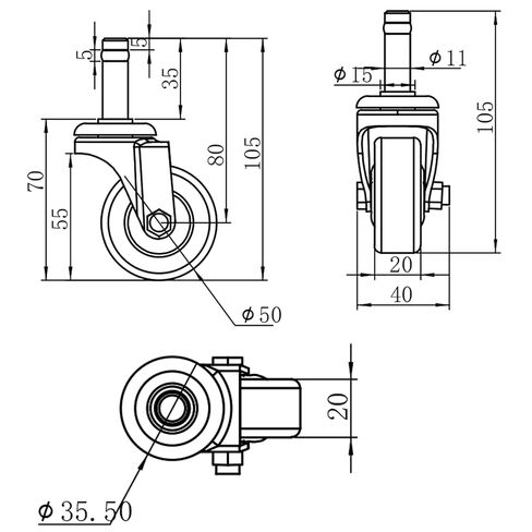 Finnhomy 2 Inches Stem Caster Wheels Set of 4 Heavy Duty 7/16 Inch Stem Diameter Swivel Casters TPR Replacement Wheels for Utility Cart/Mop Bucket/Wet & Dry Vacuum/Grills/Shop Mechanic Stool in Kuwait