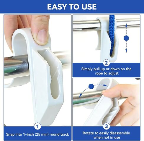 Boat Fender Hanger Adjuster Clips, Bumper Clips for 1" Round Boat Rails, Plastic Boat Bumper Clips for Rail, Quick Adjustable Boat Fender Hangers Hooks, White 4 Pack in Kuwait