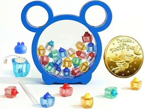 Tooth Fairy Tooth Rack, baby tooth Memorial box, teeth holder for kids keepsake，ABS material tooth box storage device, with 20 colorful small tooth chambers inside（pink01） in Saudi Arabia