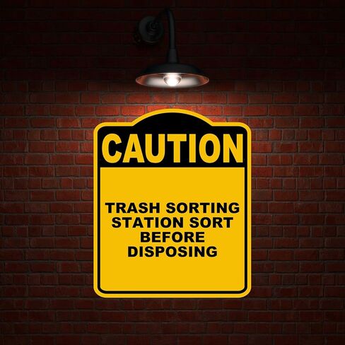 TRASH SORTING STATION SORT BEFORE DISPOSING Caution Yellow Black Aluminum Composite Sign 8.5 x 10 inches in Saudi Arabia