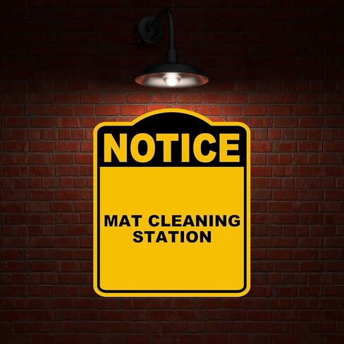 MAT CLEANING STATION Notice Yellow Black Aluminum Composite Sign 15 x 18 inches in Saudi Arabia
