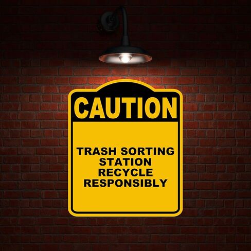 TRASH SORTING STATION RECYCLE RESPONSIBLY Caution Yellow Black Aluminum Composite Sign 20 x 24 inches in Saudi Arabia