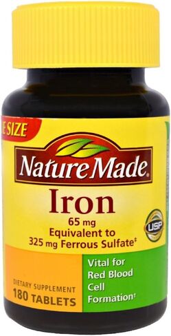 Nature Made Iron 65mg, Equivalent to 325 mg Ferrous Sulfate - 300 Tablets in Saudi Arabia