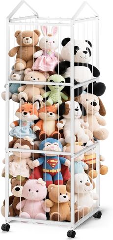 تخزين Plushies Storage Storage المحشوة ، منظمة تخزين ألعاب الأطفال عملاقة محشوة بالحيوانات ، حامل حديقة حيوانات متينة Teddy Bear Storage Room (غير مسجلة ، أبيض) in Kuwait
