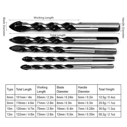 Restokki Ceramic Tile Center Drill Bit Set High Speed Steel Hole Drilling Tool DIY Wall, 5pcs in Saudi Arabia