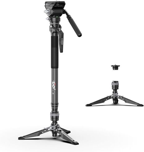 COMAN M1V5 Camera Monopod, One-Click Lifting Monopod with Feet, 67'' Lightweight monopod with V5 Fluid Head Quick Release Plate for Camera, DSLR, Camcorder in Kuwait
