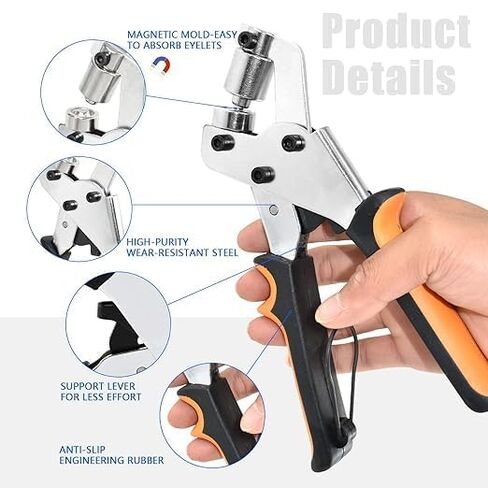 3/8 Inch 10mm Grommet Tool Kit Heavy Duty Handheld Grommet Press Pliers Easy and Safe to Punch Eyelet Hole Eyelet Plier with 500pcs Golden Grommets for Fabrics, Canvas, awnings in Saudi Arabia