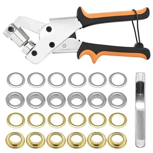 3/8 Inch 10mm Grommet Tool Kit Heavy Duty Handheld Grommet Press Pliers Easy and Safe to Punch Eyelet Hole Eyelet Plier with 500pcs Golden Grommets for Fabrics, Canvas, awnings in Saudi Arabia