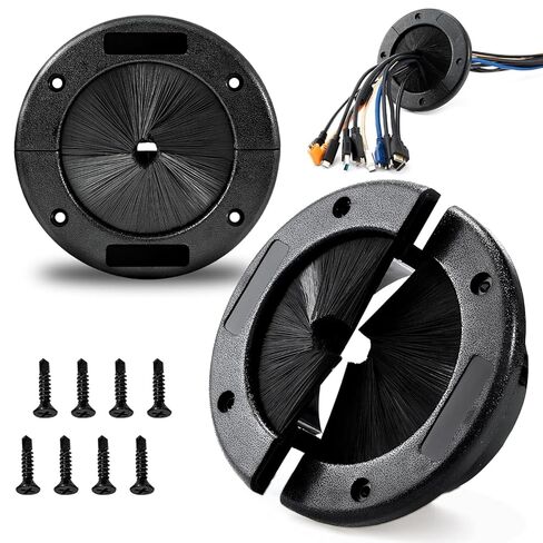 2 حزمة من الحلقات الدائرية للفرشاة مقاس 4 بوصات، هيكل حلقة معدنية كبيرة محدثة لإدارة تدفق الهواء في الأرضية المرتفعة، وإدارة كابلات أرضية جدار مركز البيانات المنزلي (أسود غامق) in Kuwait