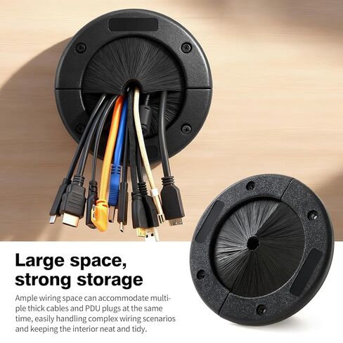 2 حزمة من الحلقات الدائرية للفرشاة مقاس 4 بوصات، هيكل حلقة معدنية كبيرة محدثة لإدارة تدفق الهواء في الأرضية المرتفعة، وإدارة كابلات أرضية جدار مركز البيانات المنزلي (أسود غامق) in Kuwait