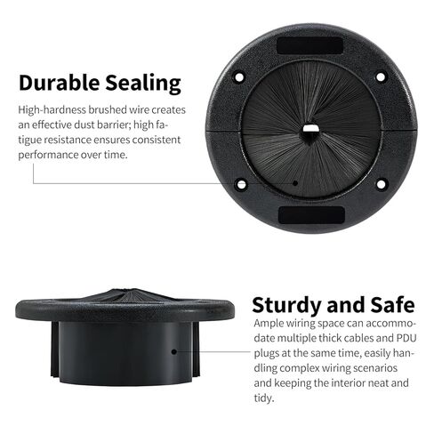 2 حزمة من الحلقات الدائرية للفرشاة مقاس 4 بوصات، هيكل حلقة معدنية كبيرة محدثة لإدارة تدفق الهواء في الأرضية المرتفعة، وإدارة كابلات أرضية جدار مركز البيانات المنزلي (أسود غامق) in Kuwait