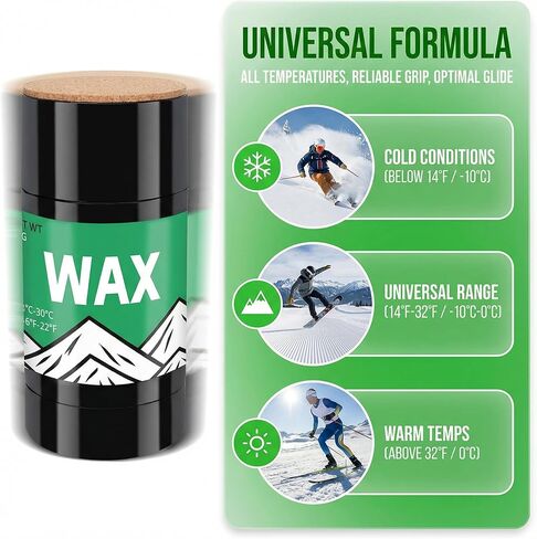 Rub On Ski and Snowboard Wax, 80G with 2 Cork Applicators, Universal Temperature, Portable Cross-Country in Kuwait