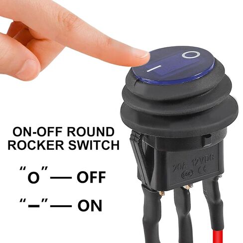 10pcs 12V 20A Round Blue Toggle LED Rocker Switch On-Off Control SPST 3Pins for 12V Car Truck Boat Marine Off-Road Vehicle with 30pcs Wires (Blue) in Saudi Arabia