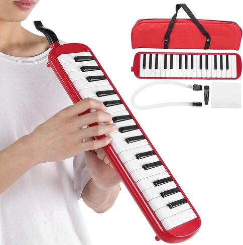 Melodica 32 Keys 2 Mouthpieces Tubes Melodica Air Piano Keyboard Musical Instrument with Carrying Bag for Beginner Adults Youth (Red) in Saudi Arabia