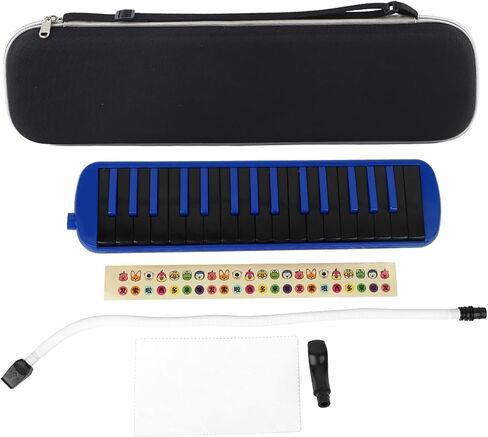 F - 32s Melodica 32 Key Wind Musical Instrument، لوحة مفاتيح زرقاء محمولة مع قاعدة نحاسية وقصب برونزي فوسفور، تصميم مريح للمبتدئين ومحبي الموسيقى، يتضمن حقيبة (أحمر) in Kuwait