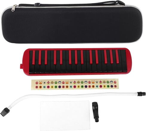 F - 32s Melodica 32 Key Wind Musical Instrument, Blue Portable Keyboard with Brass Base and Phosphor Bronze Reed, Ergonomic Design for Beginners and Music Lovers, Includes Bag Clot (Red) in Saudi Arabia