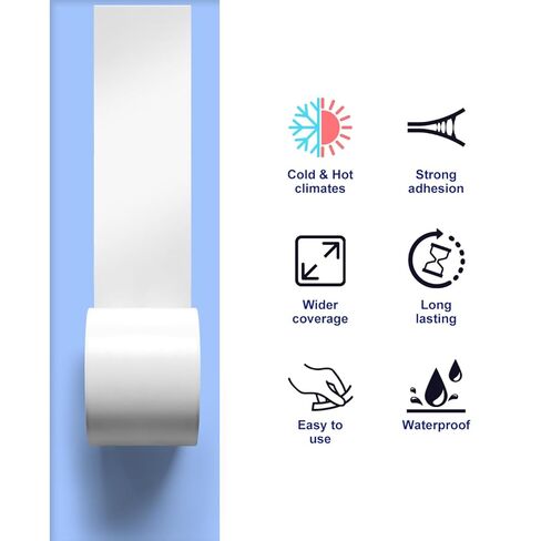 Vapor Barrier Tape, 4" x 180' Roll, Heavy Duty Waterproof, 9 Mil White Polyethylene Moisture and Vapor Barrier Seam Tape for Crawl Spaces, Marine Use, Insulation Tape, and Roof Repair(1) in Saudi Arabia