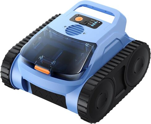 منظف ​​حمام السباحة الآلي، مكنسة حمام السباحة اللاسلكية لحمامات السباحة الداخلية، روبوت تنظيف حمام السباحة الأوتوماتيكي لأرضيات حمام السباحة، تنظيف الصرف، الجدران، خط الماء، 2150 قدم مربع، وقت تشغيل 180 دقيقة، روبوت شحن سريع 3 ساعات لحمام السباحة in Kuwait