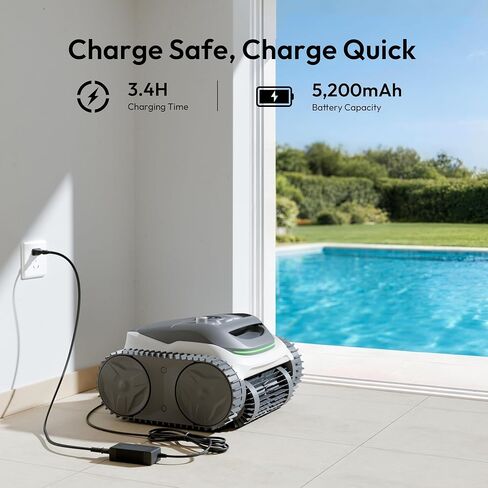 (ترقية 2026) Bubot 700 مكنسة حمام السباحة الروبوتية اللاسلكية لحمامات السباحة الداخلية، منظف حمام السباحة فوق الأرض مع التحكم في التطبيق والملاحة الذكية، تنظيف خط الماء على الحائط الأرضي، وقت تشغيل يصل إلى 210 دقيقة، أبيض in Kuwait