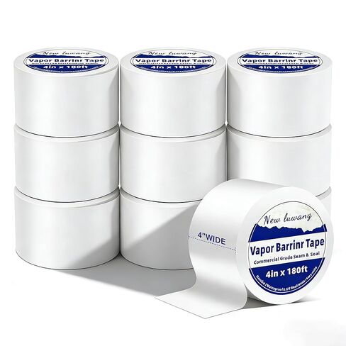 Vapor Barrier Tape, 4" x 180' Roll, Heavy Duty Waterproof, 9 Mil White Polyethylene Moisture and Vapor Barrier Seam Tape for Crawl Spaces, Marine Use, Insulation Tape, and Roof Repair(1) in Saudi Arabia
