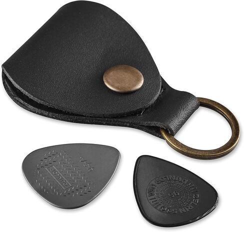 سلسلة مفاتيح جلدية لحامل اختيار الجيتار، حقيبة حامل اختيار الجيتار، حقيبة حافظات مفاتيح Plectrum، هدية للاعبي الجيتار كونياك in Kuwait