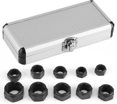 10 Pcs Bolt Extractor Set Damaged Nut Remover Tool Kit Spiral Flute Design for Rounded Stripped Screw Removal 9-19mm Sizes Chrome Vanadium Steel Automotive Repair Tools in Kuwait