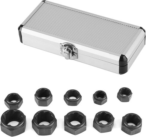 10 Pcs Bolt Extractor Set Damaged Nut Remover Tool Kit Spiral Flute Design for Rounded Stripped Screw Removal 9-19mm Sizes Chrome Vanadium Steel Automotive Repair Tools in Kuwait