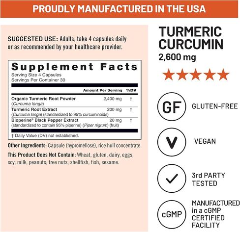 NatureWise الكركمين الكركم مع الفلفل الأسود 2600 ملغ - مكمل الكركمين الكركم فائق الامتصاص + BioPerine - من مصادر طبيعية، نباتي، غير معدل وراثيًا، تم تصنيعه في الولايات المتحدة الأمريكية - 120 كبسولة [كمية تكفي لمدة 30 يومًا] in Saudi Arabia