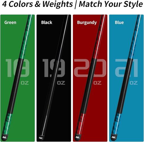 AKLOT Pool Cue Sticks, 58"/42" Canadian Maple Professional Billiard Sticks, Taco De Billar Super Straightened Up 2-Piece Queue for Home, Pool Cues Set of 4/5/1, 14oz，18~21oz Multiple Colors in Kuwait