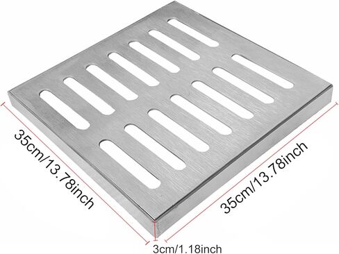 Heavy Duty Stainless Steel Drain Cover with Frame - 35x35cm Channel Grate for Floor Drain Strainer, Compatible with Trench Drain and Catch Basin - Durable & Rust-Resistant in Kuwait