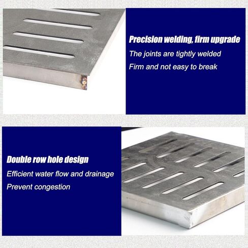 Heavy Duty Stainless Steel Drain Cover with Frame - 35x35cm Channel Grate for Floor Drain Strainer, Compatible with Trench Drain and Catch Basin - Durable & Rust-Resistant in Kuwait