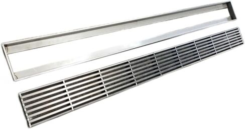 Outdoor Linear Drainage Kit, Stainless Steel Shallow Trench Drain, Low Profile Floor Grates for Patio, Driveway, Yard, Garage, Sewer, 100x20x3CM in Kuwait