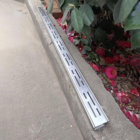Narrow Stainless Steel Channel Drain Grate - Outdoor Shower, Trench & Driveway Drain Covers - Durable, Rust-Resistant Floor Grates for Deck & Patio Use in Kuwait