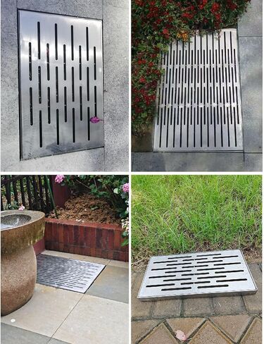 Heavy Duty Stainless Steel Drain Grate Cover 40x60cm - Durable Metal Mesh Strainer for Outdoor Sewer Drainage, Rainwater Well & Trench - Ideal for Catch Basin & Channel in Kuwait