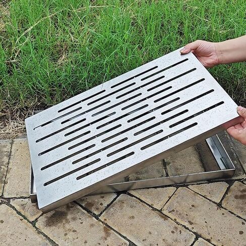 Heavy Duty Stainless Steel Drain Grate Cover 40x60cm - Durable Metal Mesh Strainer for Outdoor Sewer Drainage, Rainwater Well & Trench - Ideal for Catch Basin & Channel in Kuwait