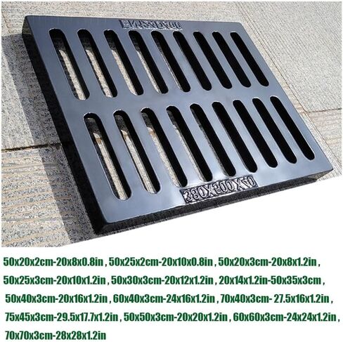 Heavy Duty Cast Iron Channel Drain Grate - Durable Outdoor Yard Drainage Solution for Metal Sewer, Fence, Catch Basin, Trench Drain Cover - 29.5"x17.7"x1.2" in Kuwait