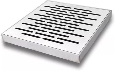 غطاء شبكة تصريف من الفولاذ المقاوم للصدأ شديد التحمل مع إطار - قناة تصريف مقاس 20 × 20 × 2 سم للفناء والممر والحديقة - غطاء متين لتصريف المياه لأحواض الصيد وأنظمة تصريف الخندق، فضي in Kuwait