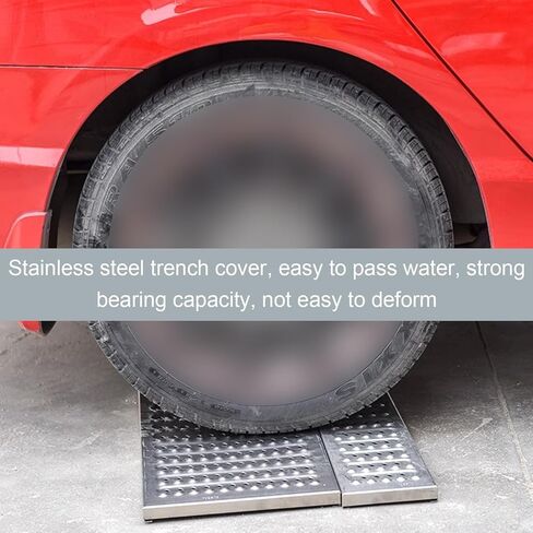 304 Stainless Steel Channel Drain Grate with Non-Skid Dots, Durable Trench Drain Cover for Outdoor Catch Basin, Garage, Driveway, Yard, and Garden Sewer Floor Drain (58x35x2.5CM) in Saudi Arabia