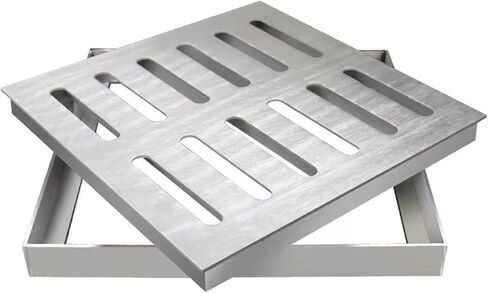 Heavy Duty Stainless Steel Drain Cover 25x25cm, Durable Channel Grate with Frame for Floor Drain Strainer, Compatible with Trench Drain & Catch Basin in Kuwait
