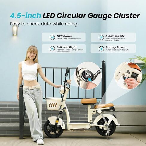 دراجة نارية كهربائية للبالغين ، 350 واط محرك ، وسرعة كحد أقصى 18 ميل في الساعة ، و 12 ميلًا كحد أقصى ، و 15 ٪ تسلق تل ، وسعة 220 رطلاً ، والإطارات الهوائية ، والدراجة الكهربائية القابلة للطي للبالغين والمراهقين. in Kuwait