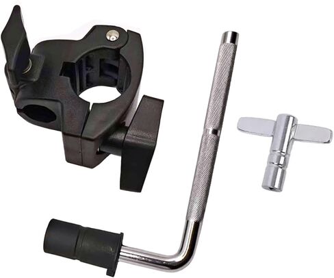 Electronic Drum Rack Mounting Clamp with L-Rod Bracket Tuning Key Kit, 38mm to 22mm Drum Rack T Clamp with Electronic V-Drum Pad Mount Arm Compatible with Roland Yamaha Drum Set in Saudi Arabia