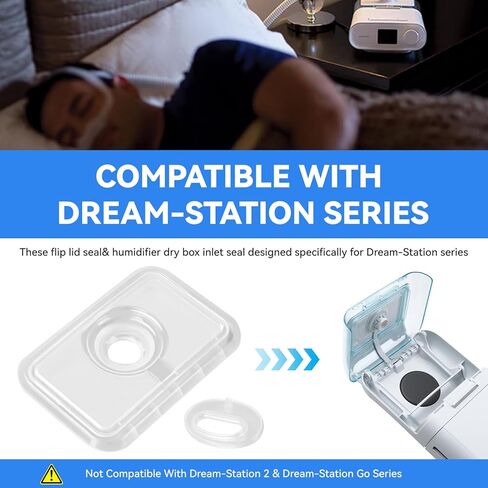 CPAP Machine Gasket for Dream-Station 1, Flip Lid Seal & Oval Humidifier Dry Box Inlet Seal 1120613, Silicone Gaskets Compatible with Philips Respironics Dream-Station Heated Humidifier, Leak-Proof in Kuwait